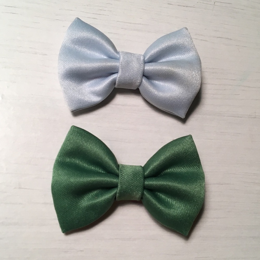 2 Mini Silk Hair Bow Clips